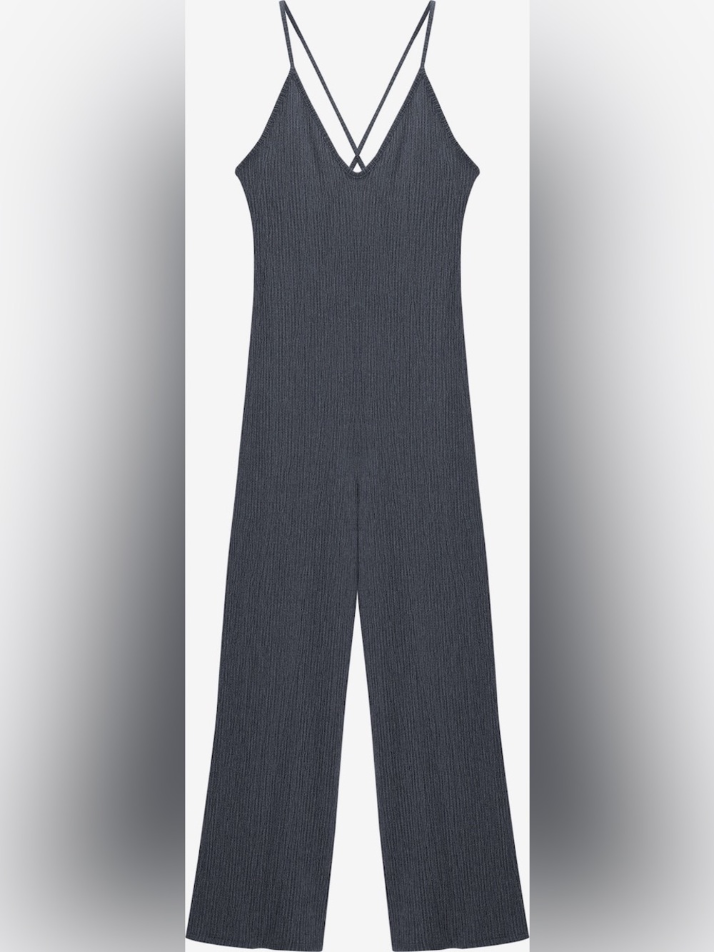 Pull&Bear Rib-Knit Wide Leg Jumpsuit *IN BEIGE*, SIZE MEDIUM